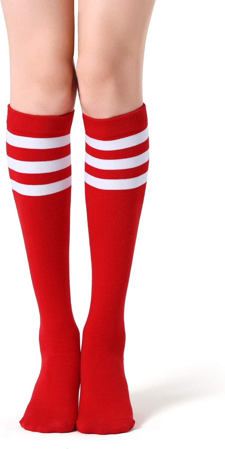 FITRELL Women's Knee High Socks Outdoor Sport Athletic Socks Casual Stripe Tube Socks 1-4 Pack - Image 2